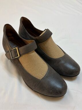 Dansko Roxanne Grey Burnished Leather Mary Jane Block Heel Shoe EU 42 US 11.5/12